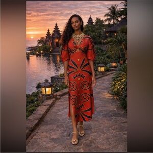 Linen  NWT Cala de la Cruz Gaia Linen Maxi Dress made in Colombia M.